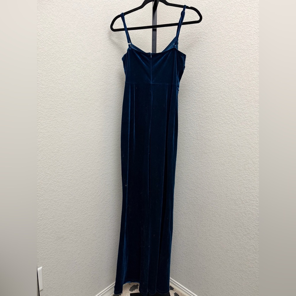 Cider Women’s Velvet Cowl-Neck Jumpsuit in Teal - Picture 4 of 6